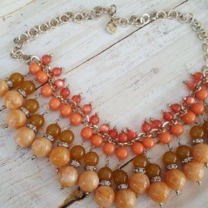 Capwell necklace jewelry plastic salmon beaded statement necklace 18" n3